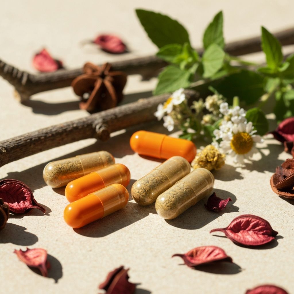 Natural supplements and vitamins arrangement